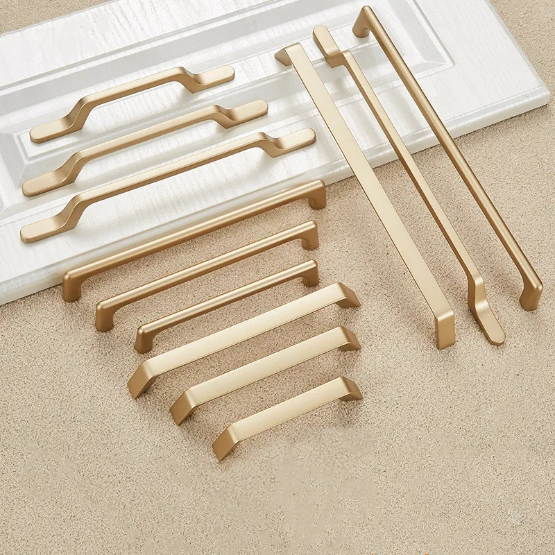 1PC Sand Gold Cabinet Door Handles Zinc Alloy Wardrobe Drawer Door Pulls European Light Luxury Furniture Handle Hardware furniture handles kitchen door handles