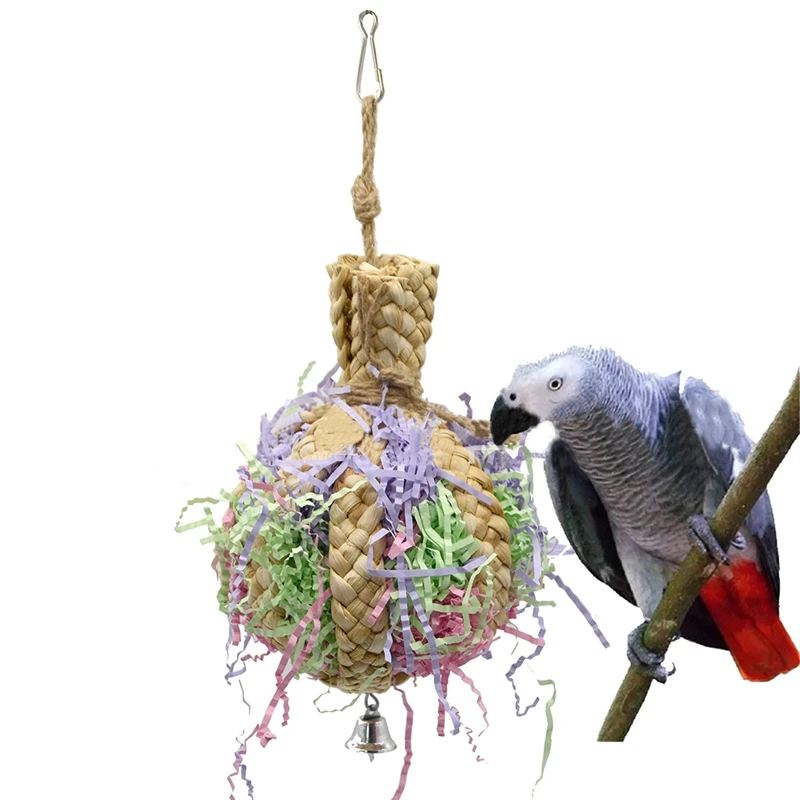 Loro trituradora juguete Anti-morder jaula de loro juguete de forrajeo juguete con Bell loros juguetes y accesorios de aves para mascotas de juguete