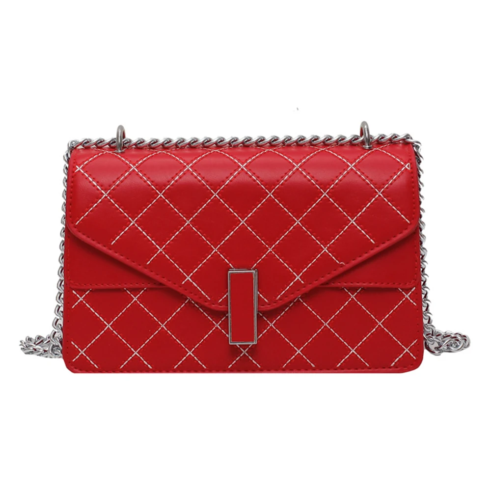 

Solid Color Cross Body Bag Flip Design Metal Chain Shoulder Massage Bag 2020 Brand New Women Bags Rectangle Shape