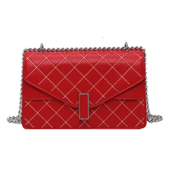 

Solid Color Cross Body Bag Flip Design Metal Chain Shoulder Massage Bag 2020 Brand New Women Bags Rectangle Shape