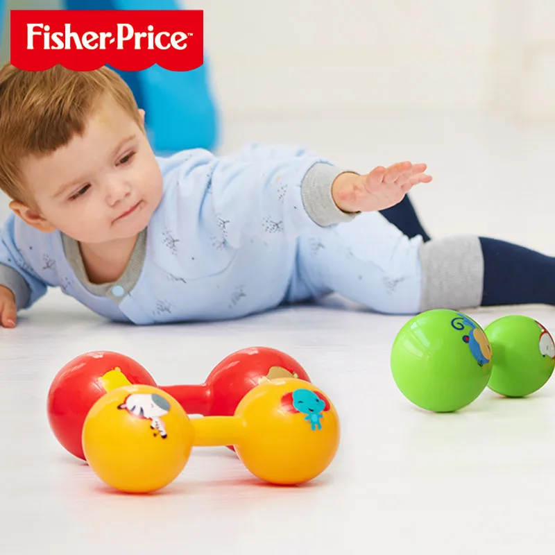 FISHER-PRICE F0901 Детские гантели мяч игрушка 3-12 месяцев младенцы сцепление силовой тренировки Ручные погремушки