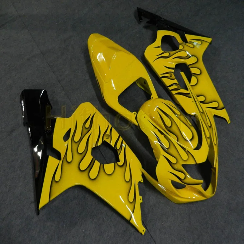Капот мотоцикла на заказ для GSX-R600750 2004-2005 K4 ABS пластик обтекатель литьевой формы желтый черный - Цвет: B