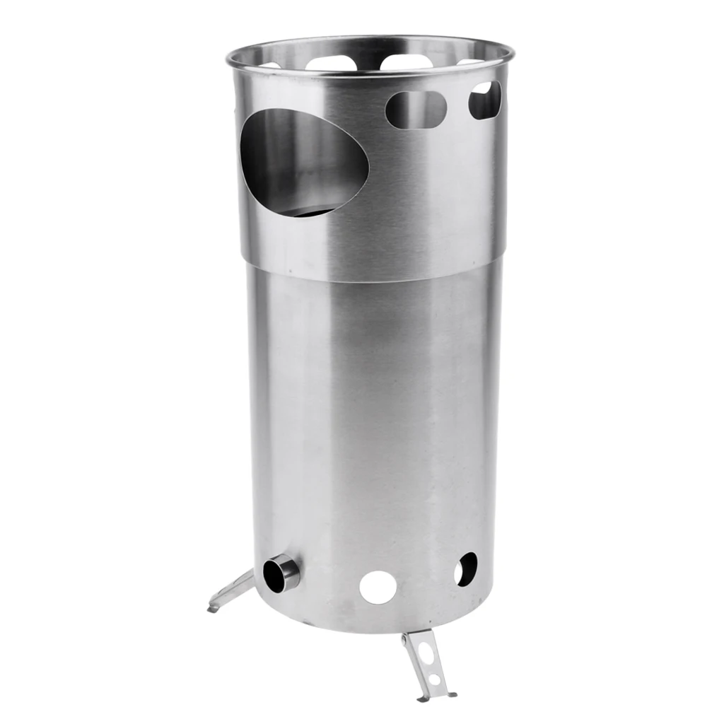 Stainless Steel Stove, Wood Burner, Compact for Survival Camping Hunting Emergency Preparation Backyard Picnic BBQ Barbecue