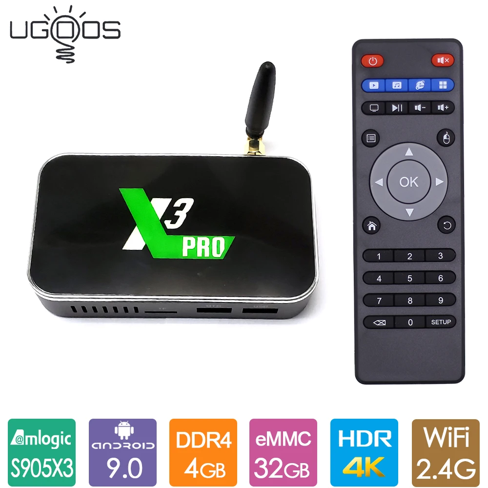 Corresponding to Just do Summon Ugoos X3 Pro Smart TV Box Amlogic S905X3 Android 9.0 TV Box 4GB LPDDR4 32GB  eMMC 2.4G WiFi 4K Media Player X3pro Set Top Box - AliExpress Consumer  Electronics