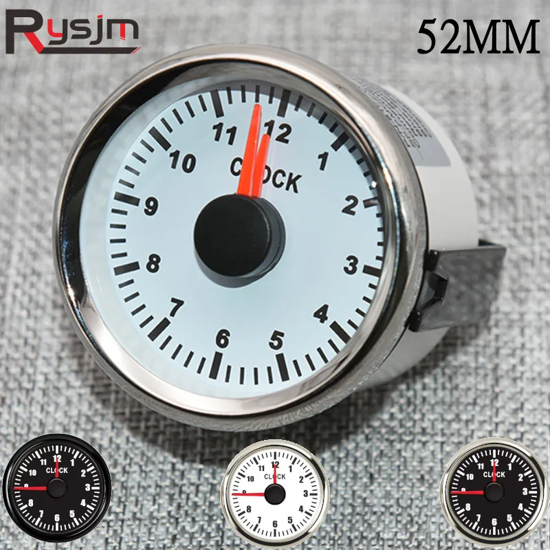 Indicador de reloj de 52mm y 2 pulgadas, 12 horas para coches, barcos y camiones con retroiluminación roja, impermeable, 9-32V