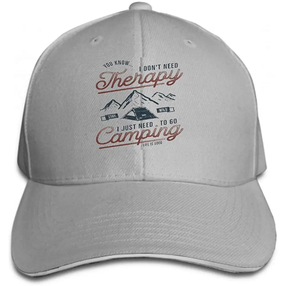 Мытые крашеные шляпы бейсболки Регулируемые винтажные Рисованные кемпинг дизайн Wanderlust тематический типограф серый