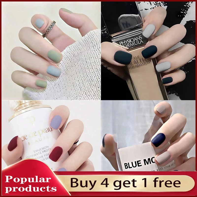 24pcs Multicolor Frosted Matte Pure Color Wearable Fake Nails Suitable Girl  Hand Decoration Detachable Artificial Nails for girl|False Nails| -  AliExpress