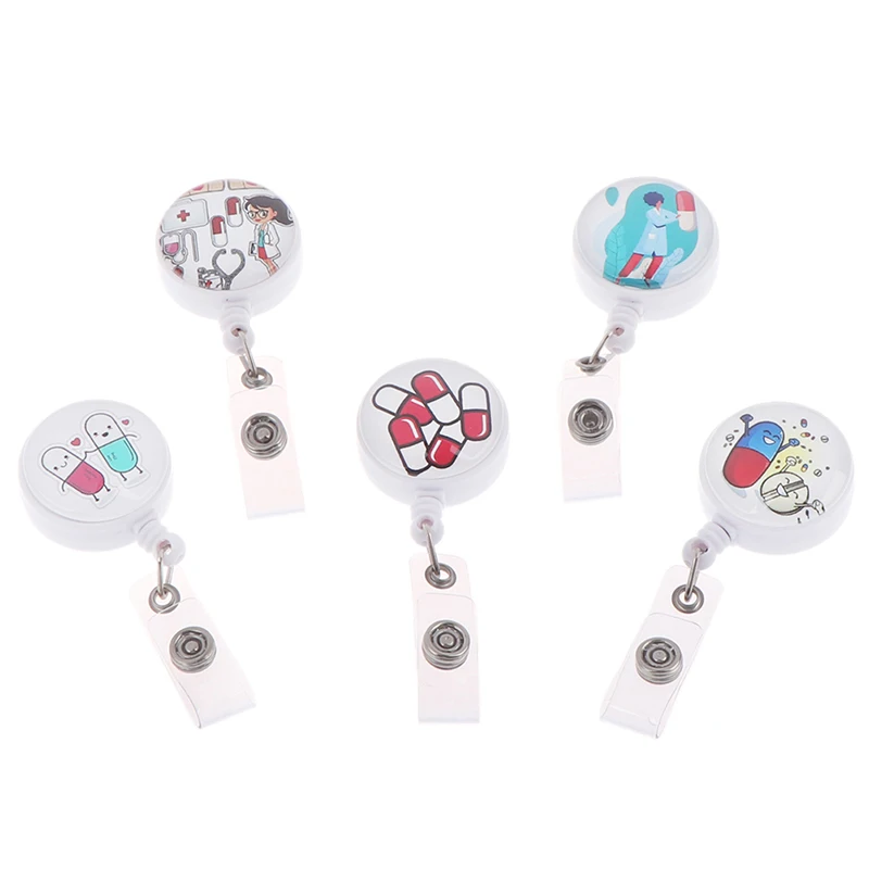 

Hot Sales 1PC Top Quality Retractable Nurse Badge Reel Clip Cartoon Medicine Doctor Students IC ID Card Badge Holder