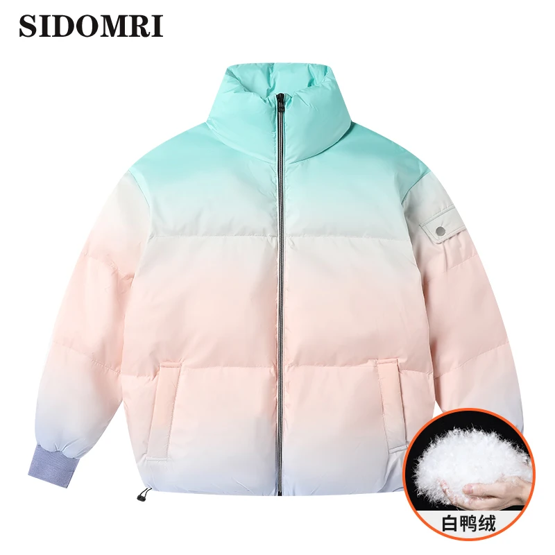 

Lightweight Down Jacket Men Short Gradient Color New Winter Jacket Man Loose Brand Couple Thick Down Coat Clothes