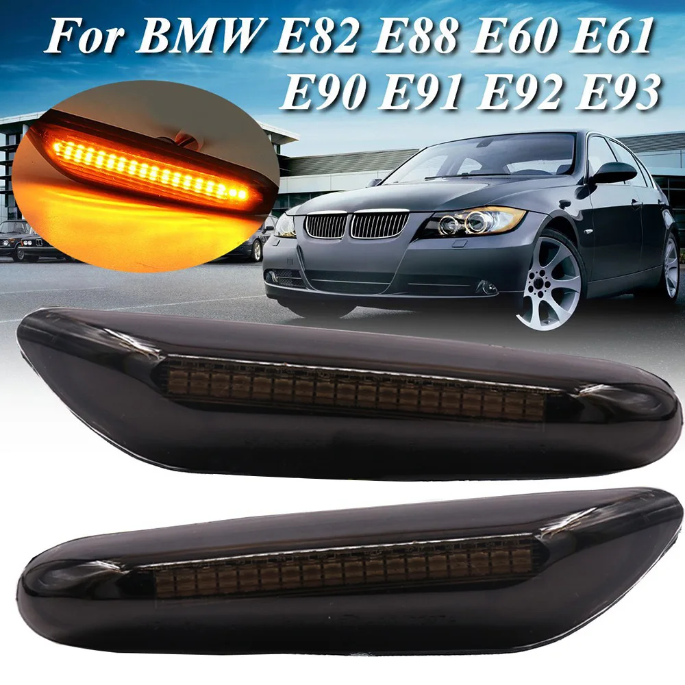 

For BMW E81 E82 E87 E88 E90 E91 E92 E93 E46 E60 E61 E83 E84 2pcs Dynamic Two Sides Marker Indicator LED Turn Signal Lamp Light