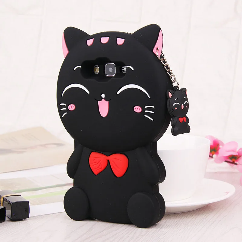Мягкая силиконовая задняя крышка с 3d изображением мультяшного кота для Samsung Galaxy S5