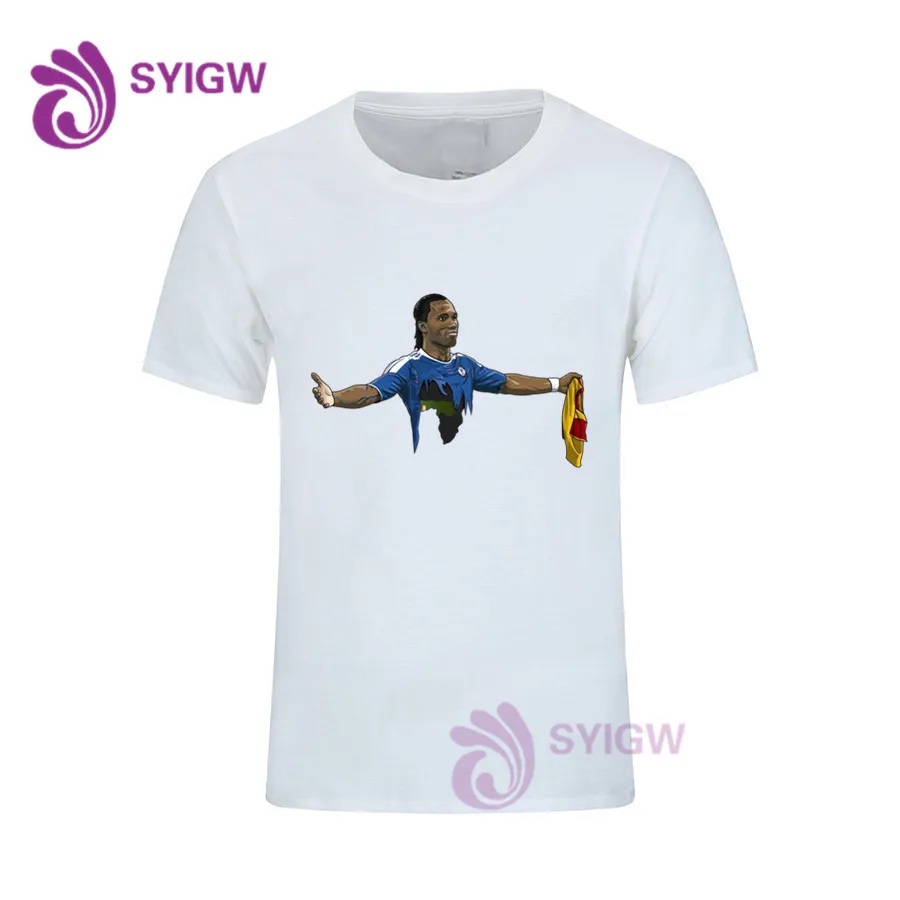 Летняя брендовая мужская футболка Didier Drogba с круглым воротником и коротким рукавом, модная футболка,, короткий рукав, 0112-25