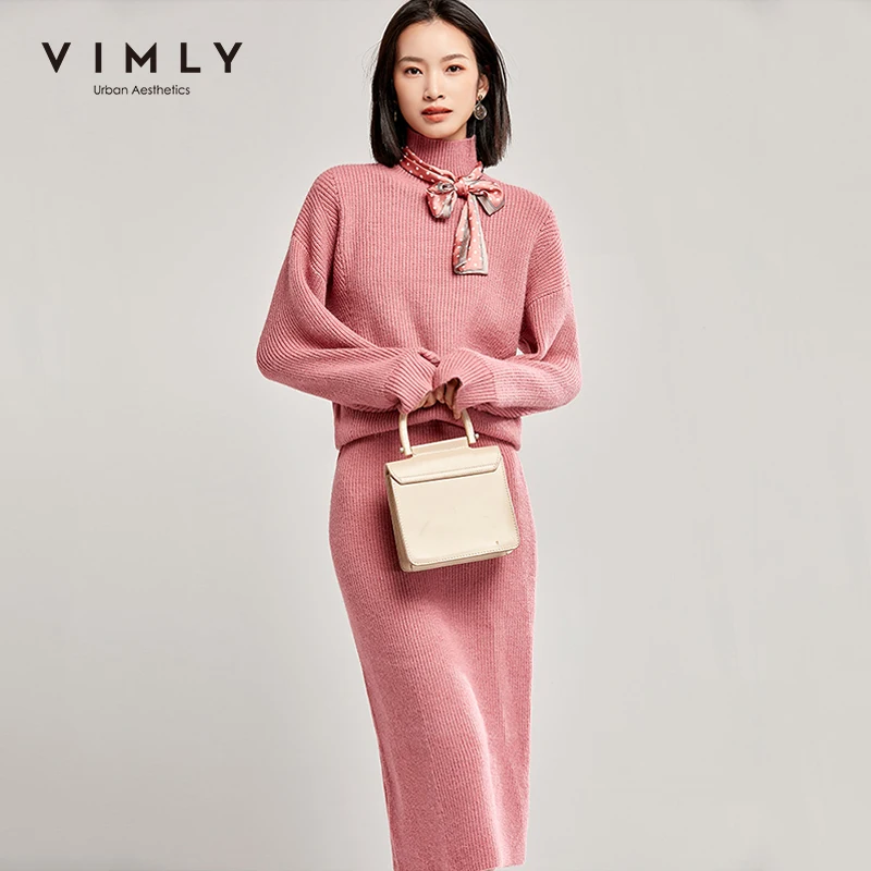 Женский вязаный комплект из двух предметов Vimly элегантный зимний свитер с