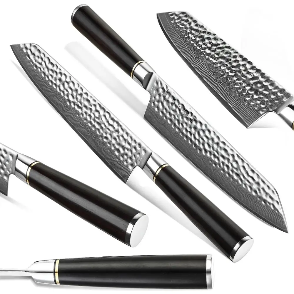 HEZHEN 8,5 ''в гьюто нож VG 10 Дамасская сталь Newarrive кухонный поварской нож марки Santoku ножи с высококачественной черной ручкой