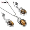 Kinel 2022 New Boho Natural Stone Necklace Earring for Women Tibetan Silver Beach Party Indian Bride Earring Wedding Jewelry Set ► Photo 1/6