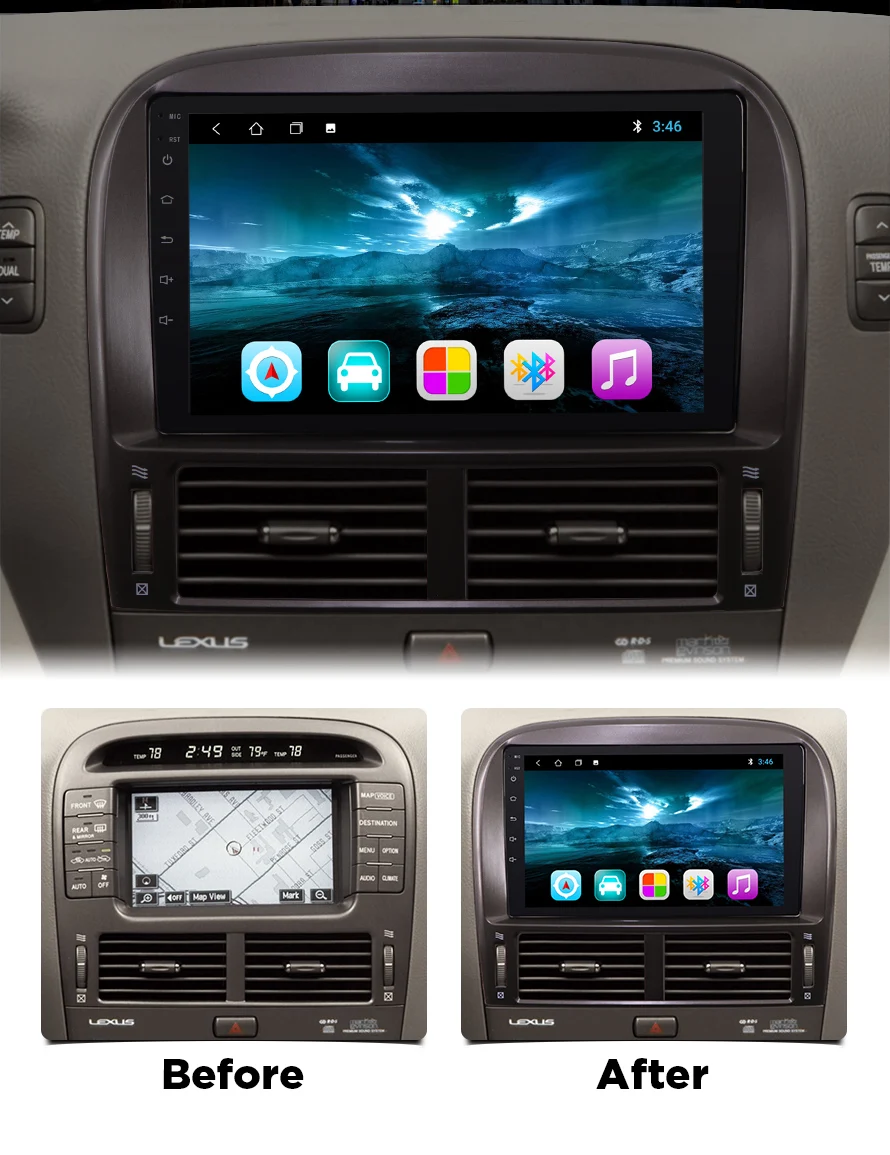 Best Android 8.1 Car Multimedia Player For Lexus LS430 9 inch RAM 2G ROM 32G GSP Multimedia Stereo Auto Radio Unit Player 1999-2006 1
