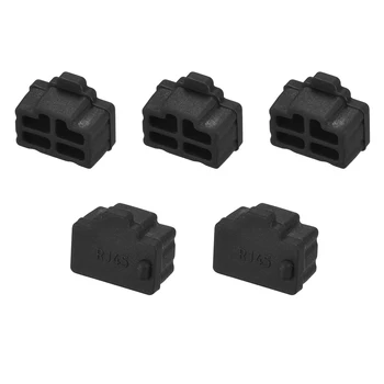 

uxcell 5pcs RJ45 Silicone Protectors Ethernet Hub Port Anti Dust Cap Cover 12mmx8.3mm Black