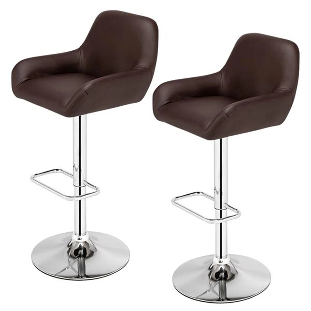 2 Chair Adjustable Square Foot Bar Stool Pu Fabric Dark Brown 360 Degrees Rotation Bar Stools Aliexpress