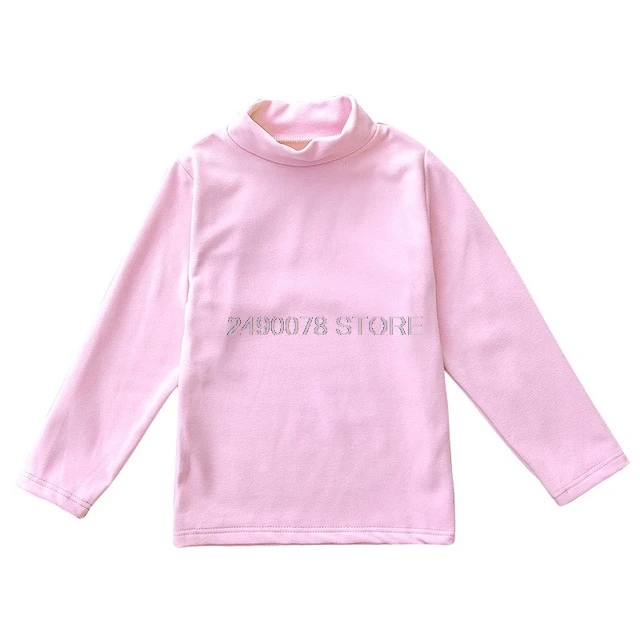 pink Осенняя теплая футболка из мягкой шерсти для мальчиков и девочек-подростков флисовая футболка Топы для детей, вязаная рубашка Базовая детская хлопковая рубашка, свитер - Цвет: pink