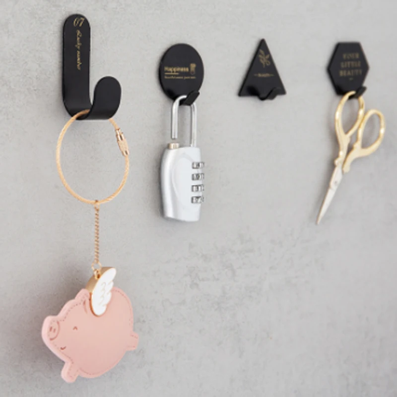 

4PCS Geometric Wrought Iron Viscose Hook Durable Wall-mounted Seamless Hook For Bedroom Multifunction Wall Hook For Kitchen