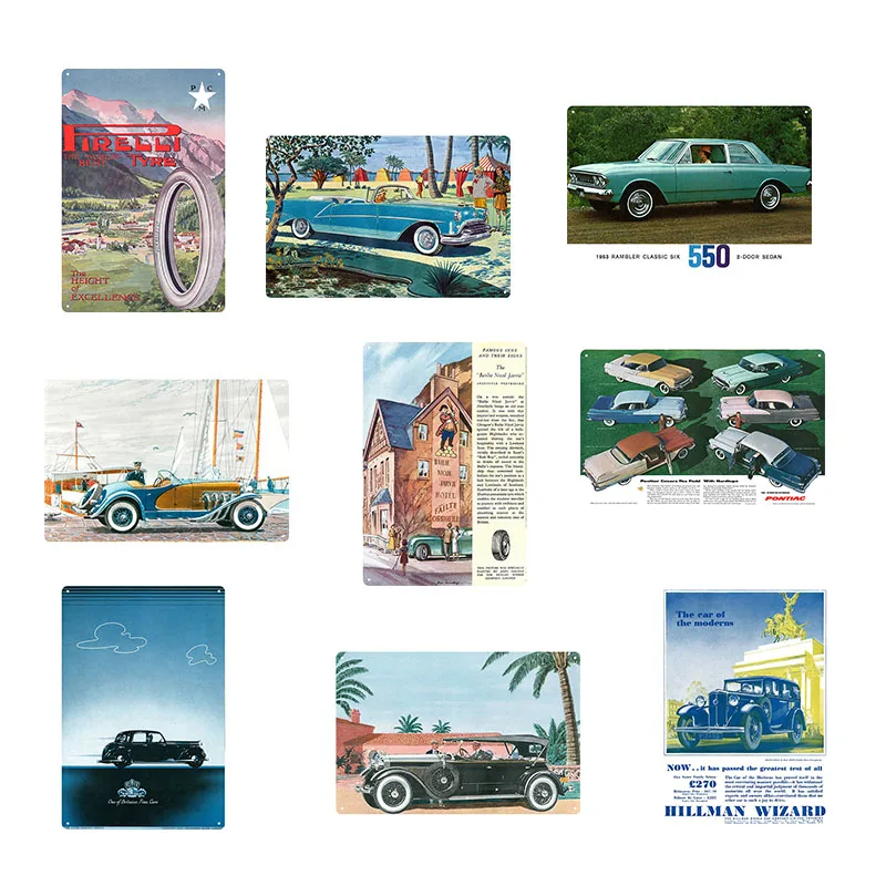 

Vintage Metal Signs Classic Car Art Painting Home Bar Wall Poster Retro Plaque Decor Billboard Decorative coffee shops clubs