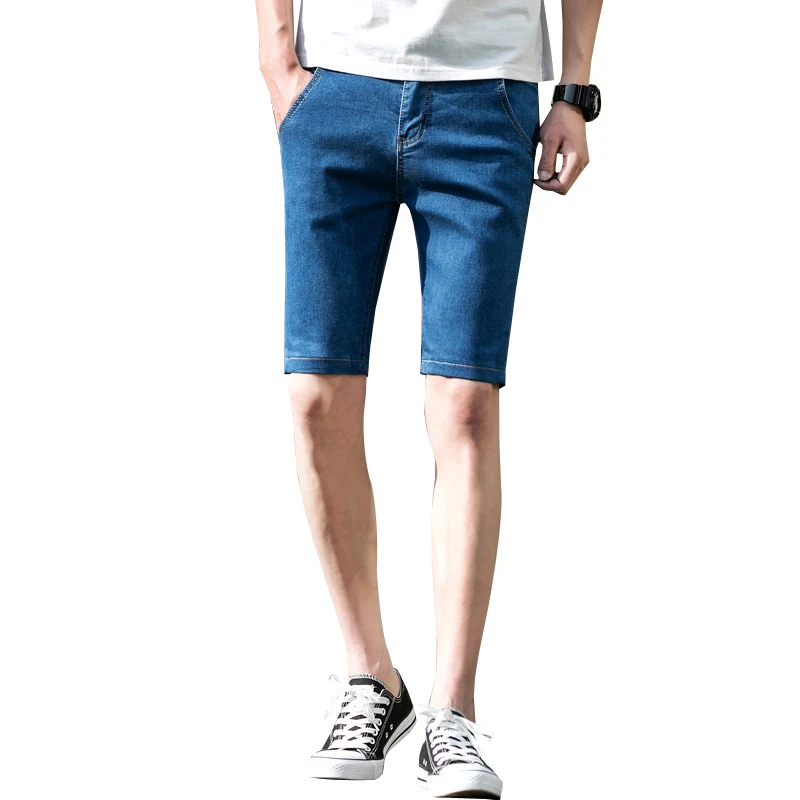 Модные мужские джинсовые шорты хорошего качества мужские короткие джинсы хлопковые однотонные прямые короткие джинсы мужские синие модные короткие джинсы