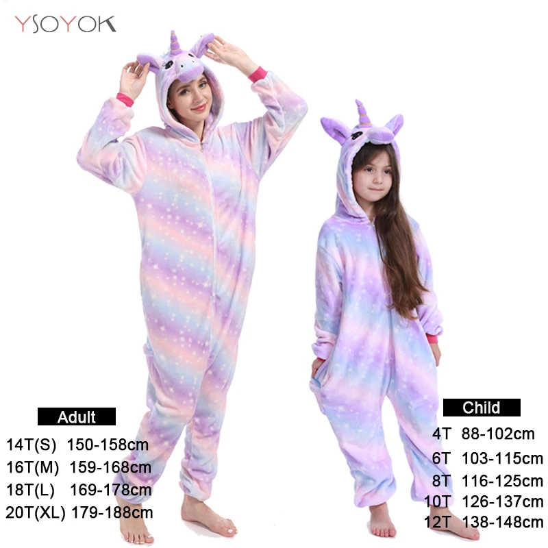 Kigurumi Pajamas Kids Unicorn Onesie Cartoon Boy Girl Animal Stitch Jumpsuit Baby Pyjama Women Sleepwear Winter Sleepers Blanket