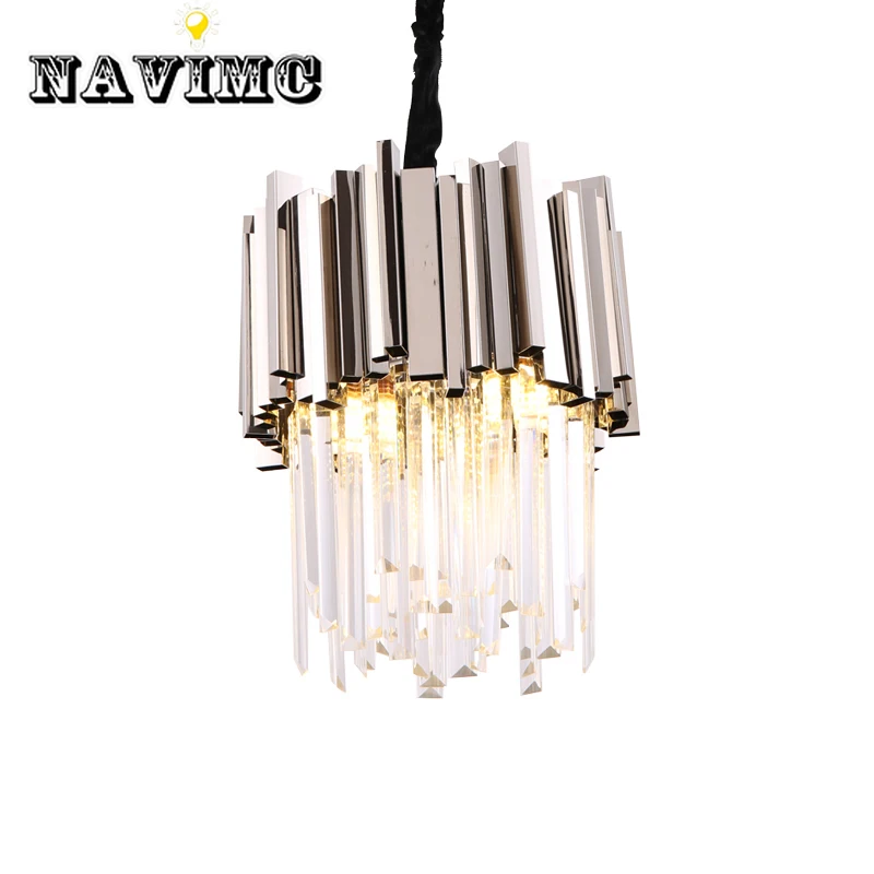Modern Crystal Chandelier Lighting Dining Room Kitchen Island Bedroom Chain Loft Chandeliers Ceiling Gold/Chrome Light Fixtures
