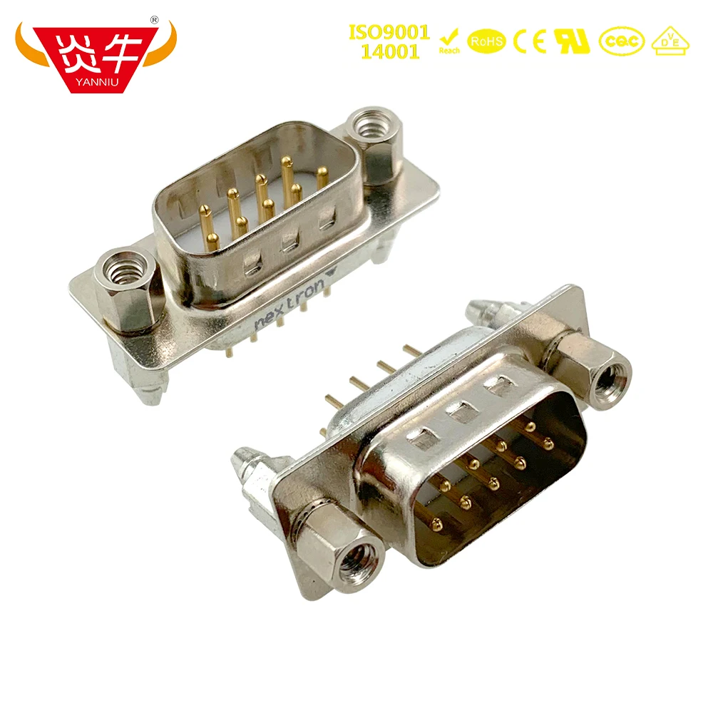 

DP-9P WITH FLANGE REVETS RS232 WITH SOCKET 9PIN PCB CONNECTOR D-SUB SERIES MALE CONNECTOR GOLD-PLATED 3Au YANNIU