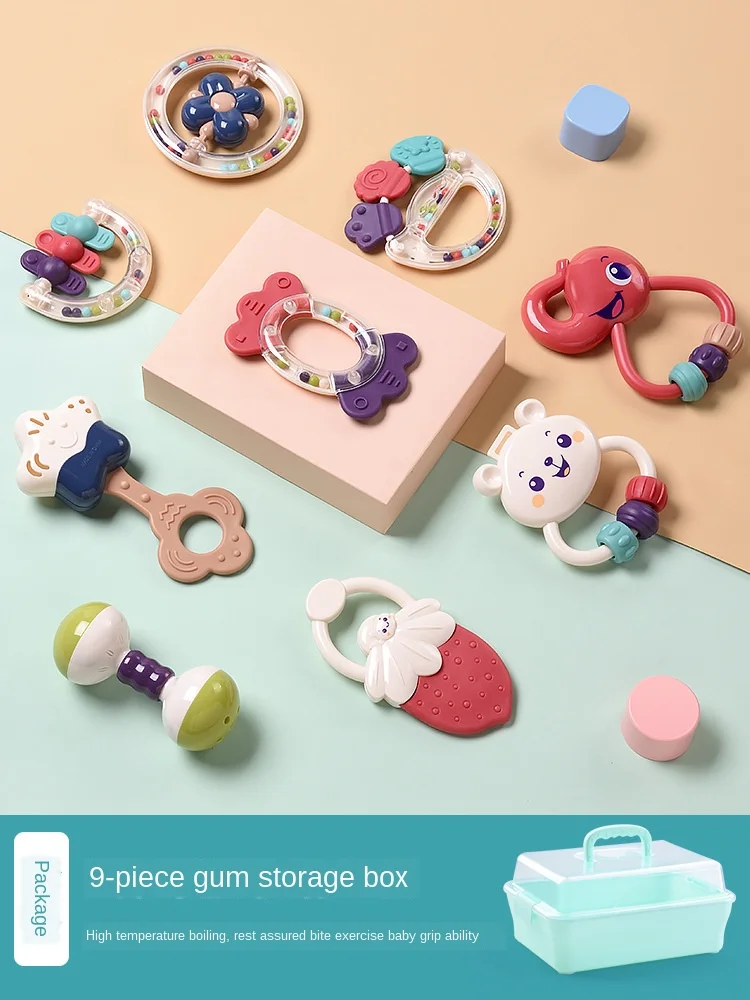 

Newborn Baby Toy Rattle Can Bite Early Education Teether 0 to 3 Months 6 Puzzle Grip Silicone Baby Newborn Gift