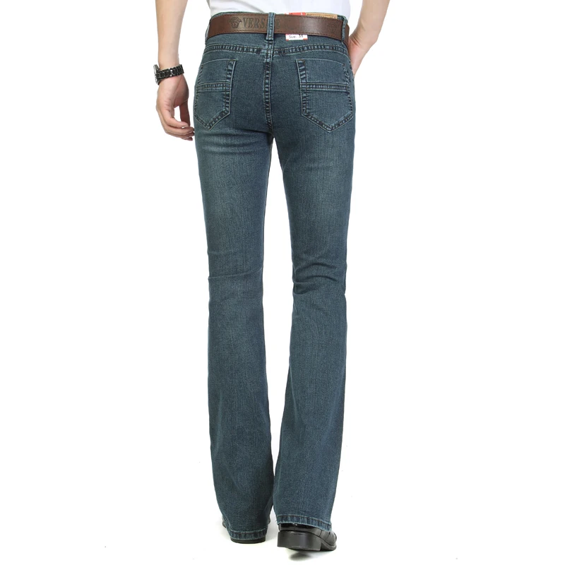 Men's Business Casual Pants Male Mid Waist Elastic Slim Boot Cut Semi-Flared Four Seasons Bell Bottom Jeans 26-38 2