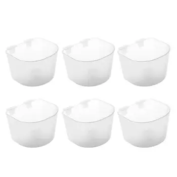 

Plastic Pet Dinner Water Feeding Bowl Hanging D Cup Feeder 6-Piece White