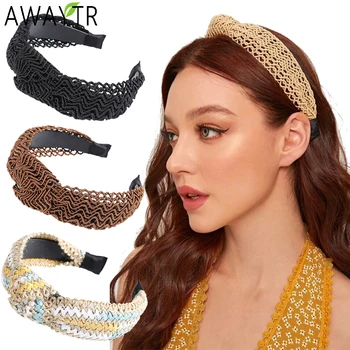 

AWAYTR Bohemian Headband for Women Weaving Wide Headband Women Hair Accessories Hairband Knot Adults Retro Hairband Head Hoop