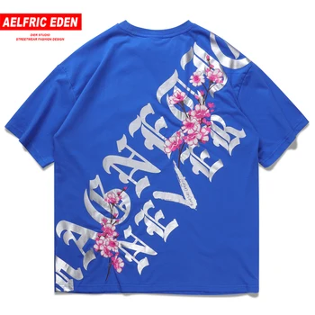 

Aelfric Eden 2020 Hip Hop Tshirt Men Harajuku Tops Tees Streetwear T-Shirt Plum Blossom Embroidered Letter Printed Short Sleeve