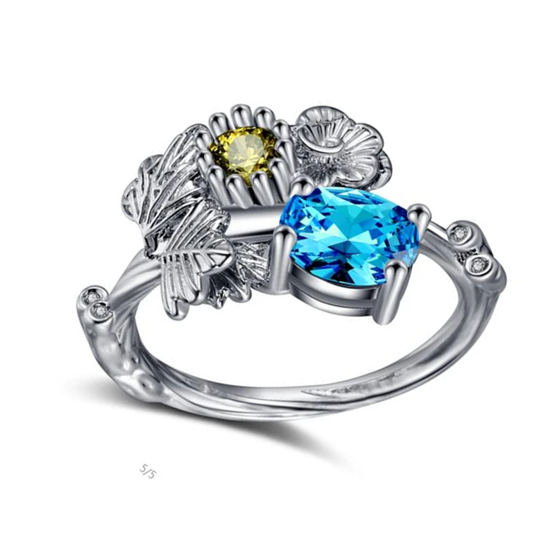 

Tree Vine Silver Ring Temperament Female Vintage Zircon Hand Jewelry