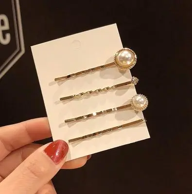 4PCS With card 1 шт./3 шт./4 шт. простые женские элегантные жемчужные заколки для волос милая резинка для волос BB заколки для волос аксессуары - Цвет: 4PCS With card