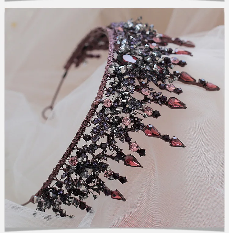 Vintage barokowe opaski fioletowy kryształ tiary korony Bride Noiva stroiki ślubne peruki imprezowe biżuteria Rhinestone Crown