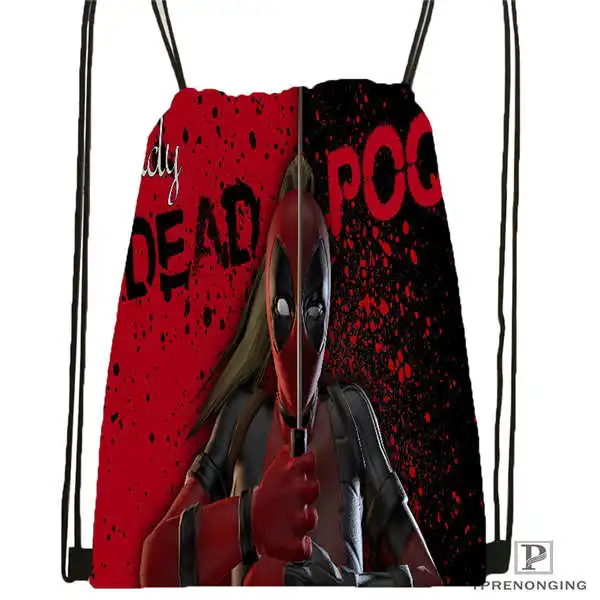 Drawstring Backpack Custom Marvell_ deadpool_movie-походная сумка на шнурке, милый рюкзак для детей(черная спинка) 31x40 см#2018612-02-11 - Цвет: Drawstring Backpack