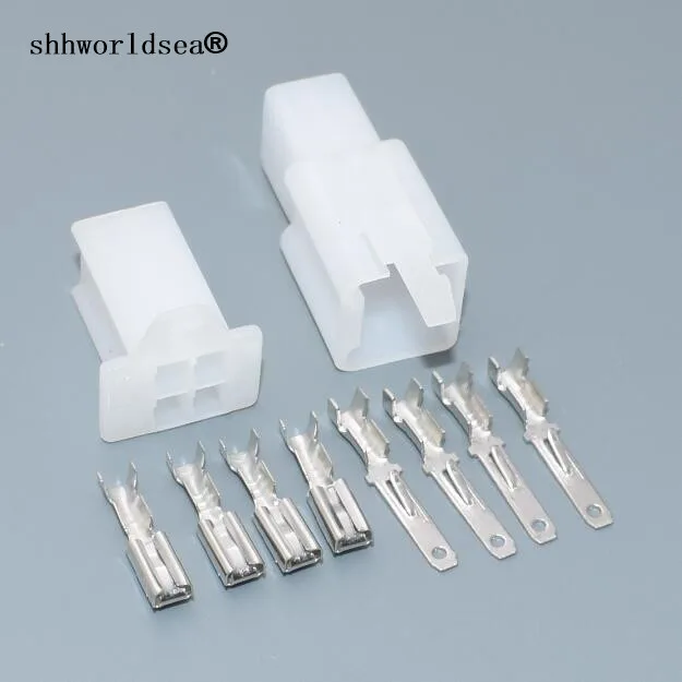 

shhworldsea 10/50/100sets Motorcycle Car ATV Scooter Boat Male Female 4P 4Way Connectors 2.8mm Terminal