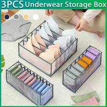 Dormitory Closet Organizer for Socks Home Separated Underwear Storage Box 6 Grids Bra Organizer Foldable Drawer