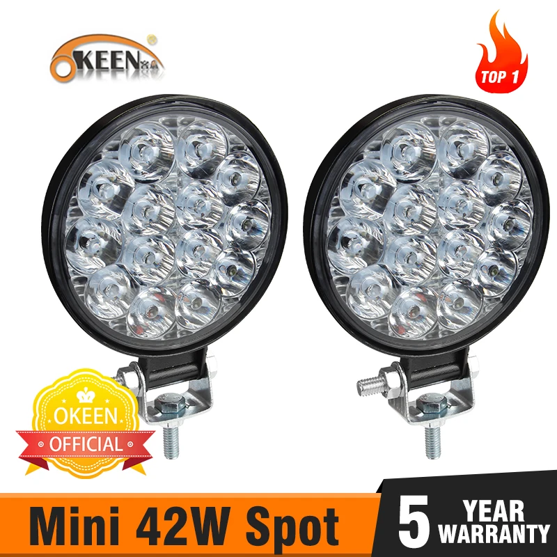 Hot Item OKEEN Waterproof 42W 14LED Spotlight barra led off road led headlights 12V 24V led work aVjm7zXWy