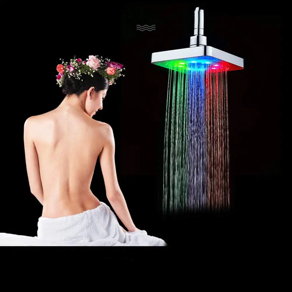 Душевая головка для ванной комнаты светодиодный фонарь распылительные аксессуары 7 цветов меняющий Универсальный квадратный фильтр для душа