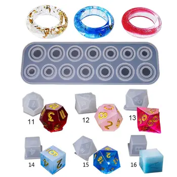 

A set of Diy silicone resin dice round ring number game high mirror die mold to make a variety of colors of jewelry