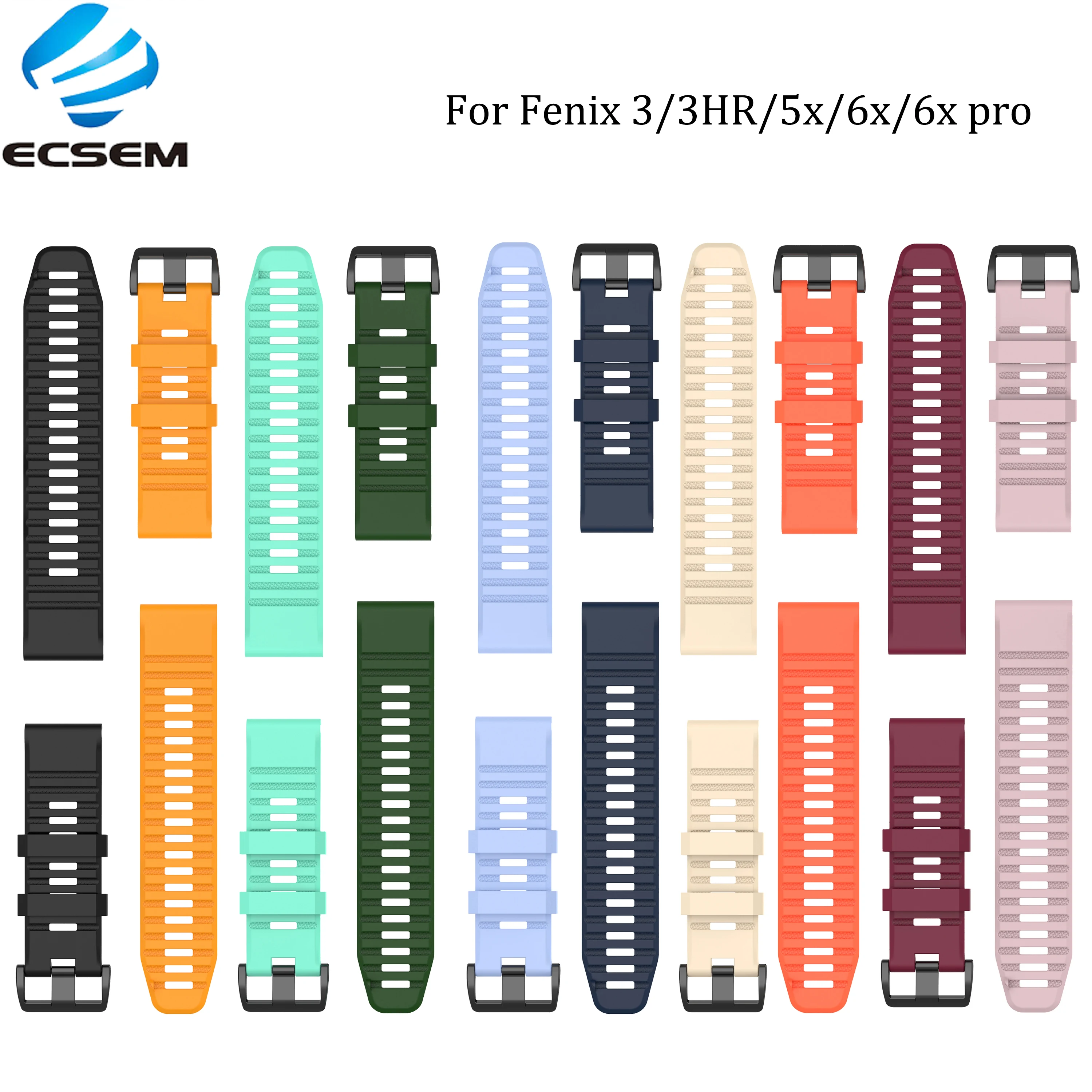 Ремешок силиконовый для Garmin fenix 6x/Тактический Delta solar 26 мм быстрая установка