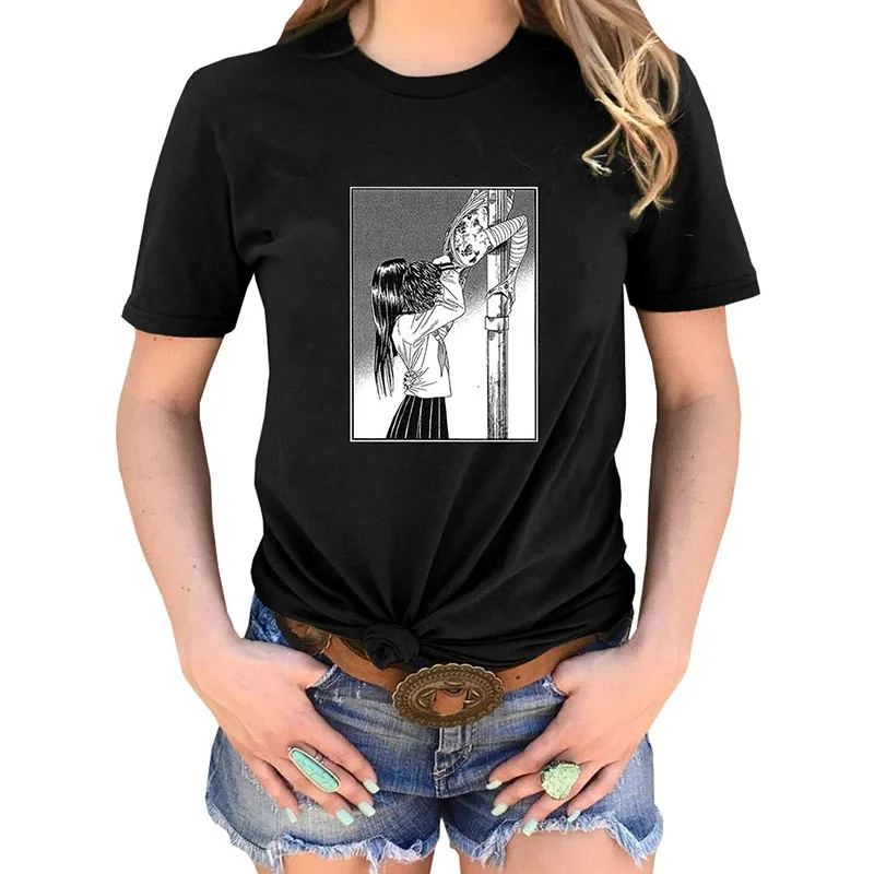 Anime Tomie Junji Ito Tee  Women Horror Manga Printed Anime Guro Japan Jap O-neck Tshirt Homme