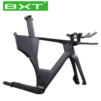

Carbon Fiber Time Trial TT Triathlon Bicycle Bike Frameset Flat Mount Brake BB386 TT Road Bike Fork Frame Thru axles 142x12mm
