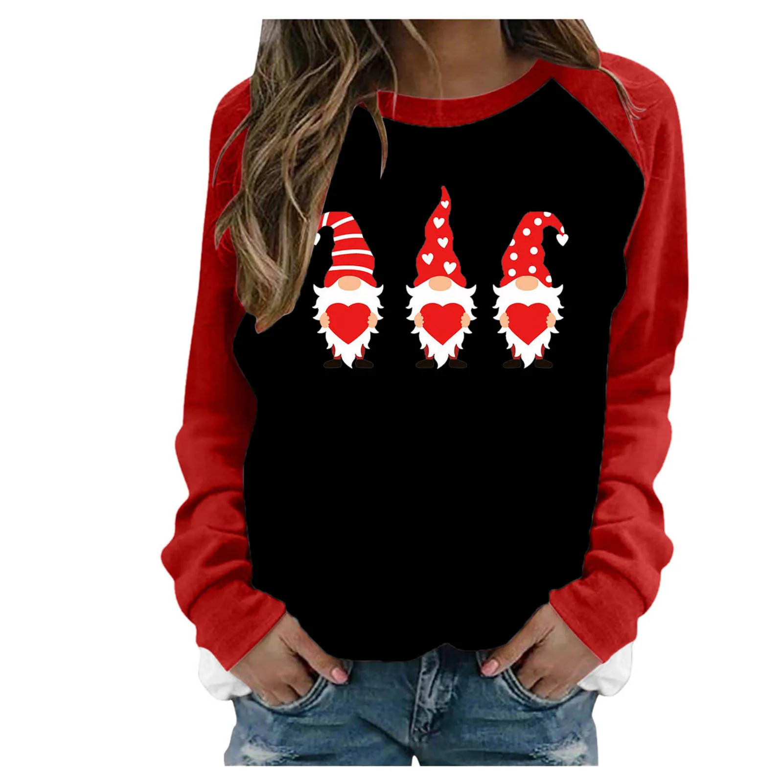 Fashion Blouse 2021 Womens Valentine's Day Heart Printed Long Sleeve Tops Blouse  blouses blusas mujer рубашка женская 1