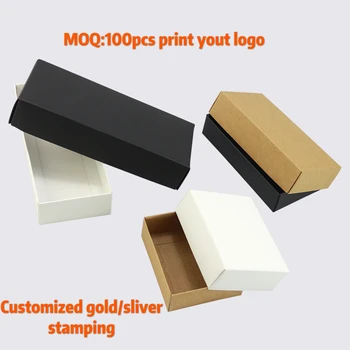 

10pcs paper boxes gift box Carton Box With Lid Custom Logo Gift Boxes Carton Packaging Black Kraft White Big Dropshipping