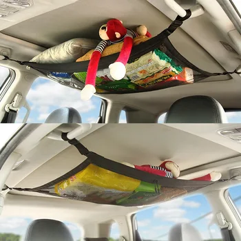 

New Car Net Bag Car Roof Storage Bag Car Ceiling Mesh Storage Bag Net Roof Cargo Pocket with Zip Bag Car Accessories Interior