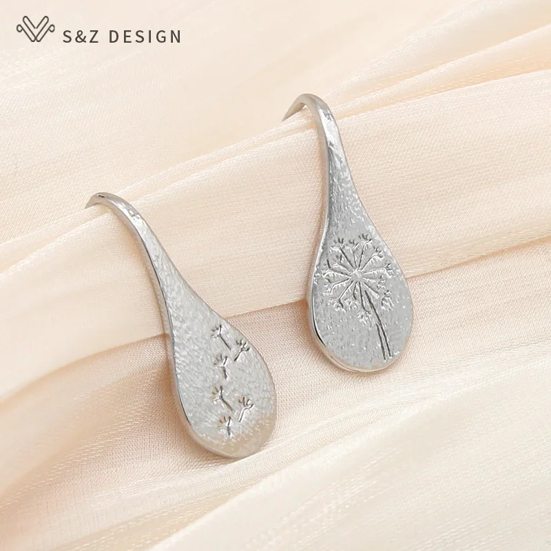 S&Z DESIGN New Bohemia Dandelion Dangle Earrings For Women Wedding Party Jewelry Rose Gold Color Gifts